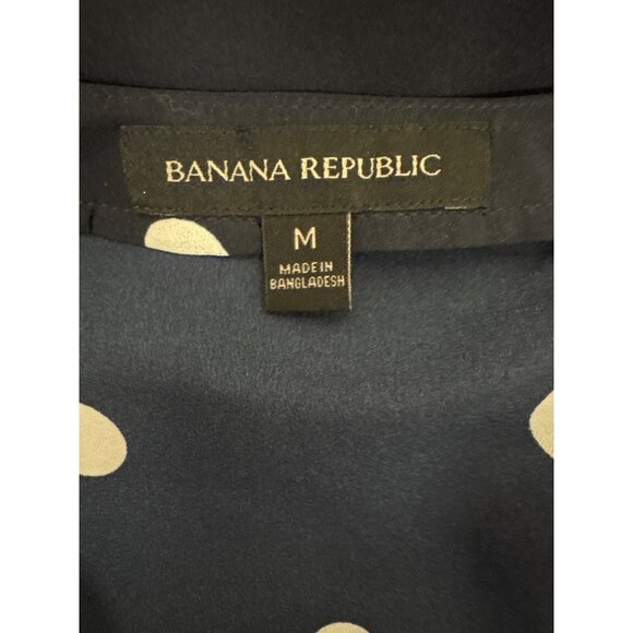 Vintage Banana Republic Polka Dot V-Neck Bell Sleeve Blouse M - Picture 11 of 12